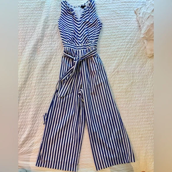 J.Crew striped cotton poplin wide leg jumpsuit size 2 - Picture 10 of 10